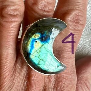 925 You Choose! LUNA Moon Flash Labradorite Ring 8, 10.75